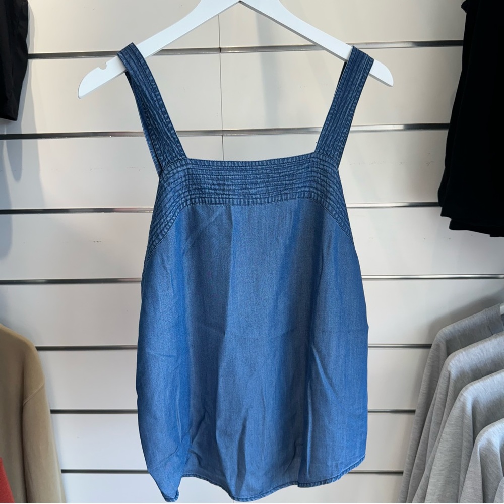 Denim Tank Top Size M with Zipper Accent on the Back.